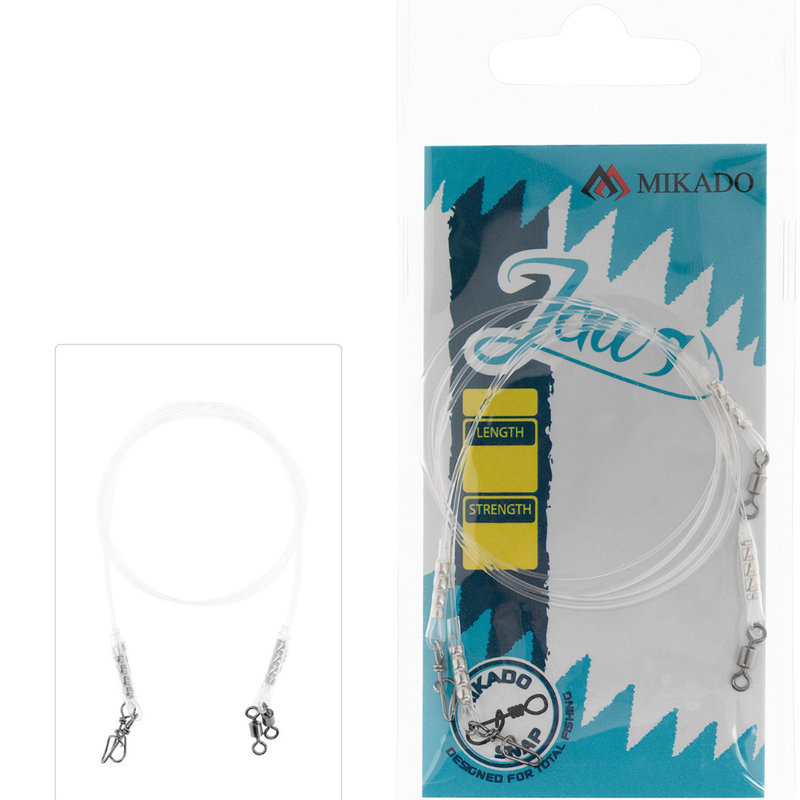 Load image into Gallery viewer, Mikado | Jaws Super Strong Fluorocarbon Leader | 45cm | 23kg | 2pcs - Predator Traces and Leaders