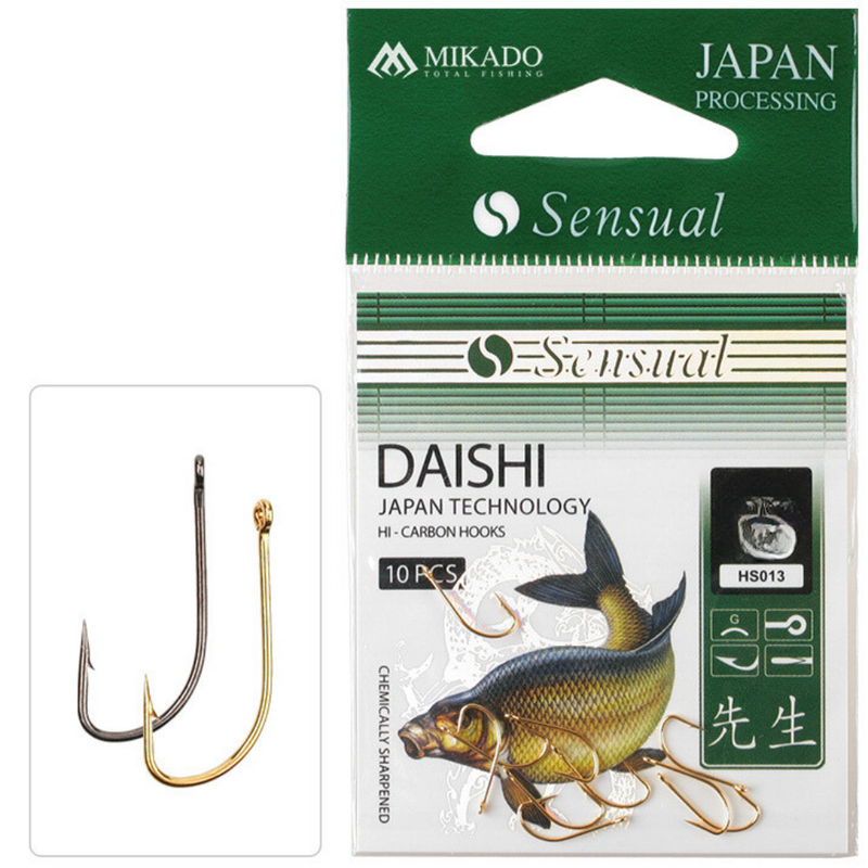 Load image into Gallery viewer, Mikado | Sensual Daishi Hooks| Barbed | Golden | 10pcs - Single Style Hooks