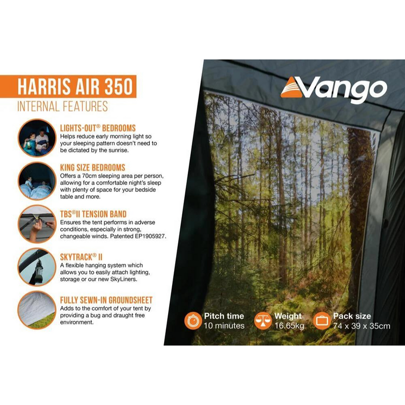Load image into Gallery viewer, Vango | Harris Air 350 3-man AirBeam® tent | Mineral Green - Camping Tents