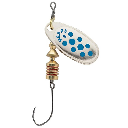 Mepps | Comet Decoree | Single Hooks | Silver/Blue - Spinner Lures