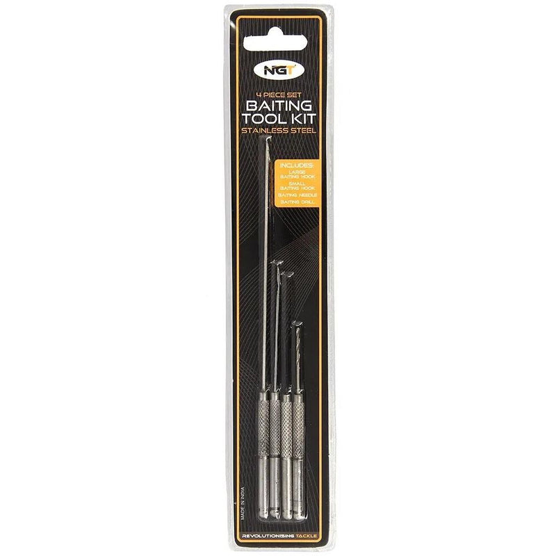 Load image into Gallery viewer, NGT | 4pc Stainless Tool Set | PVA Long, PVA Short, Baiting Needle and Drill - Coarse Fishing Accessories
