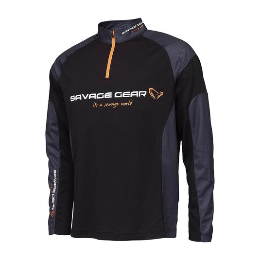 Savage Gear | Tournament Gear Shirt | 1/2 Zip | Black Ink - Fishing Jumpers