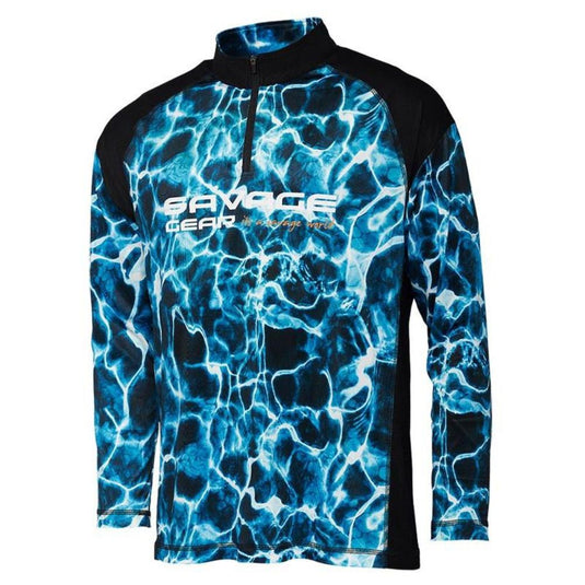 Savage Gear | Marine UV Long Sleeve Tee | Sea Blue - Fishing Jumpers