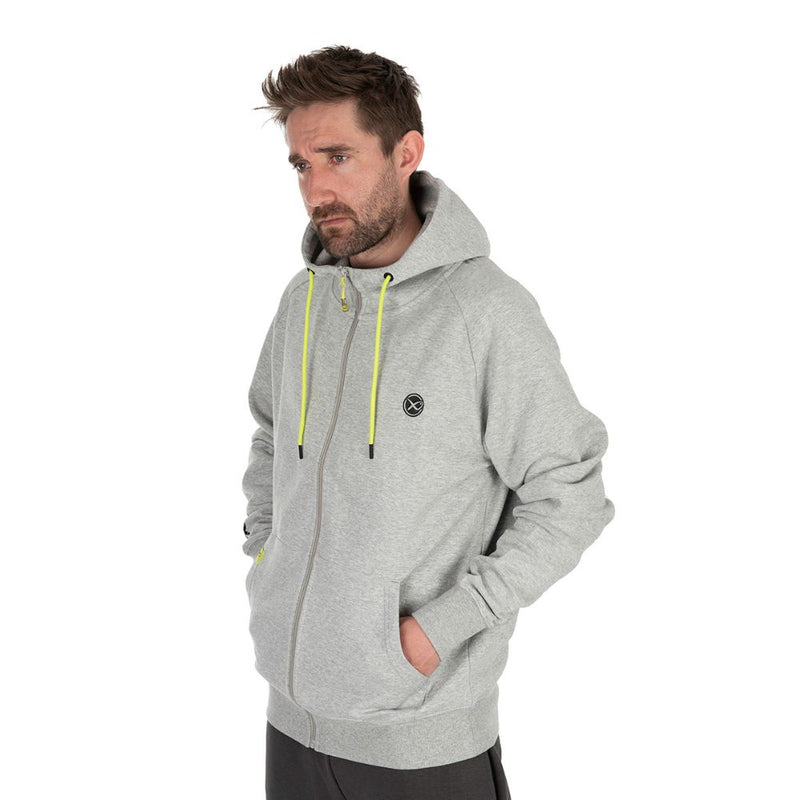 Load image into Gallery viewer, Matrix | Black Edition Full Zip Hoodie | Marl Grey/Lime - Fishing Jumpers