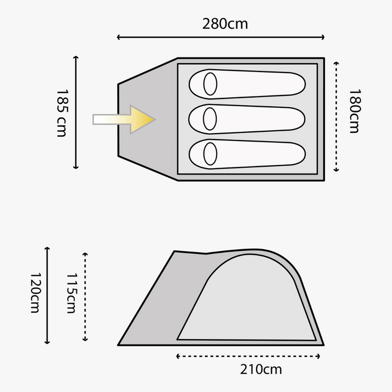 Load image into Gallery viewer, Highlander | Juniper 3 Man Dome Tent - Camping Tents