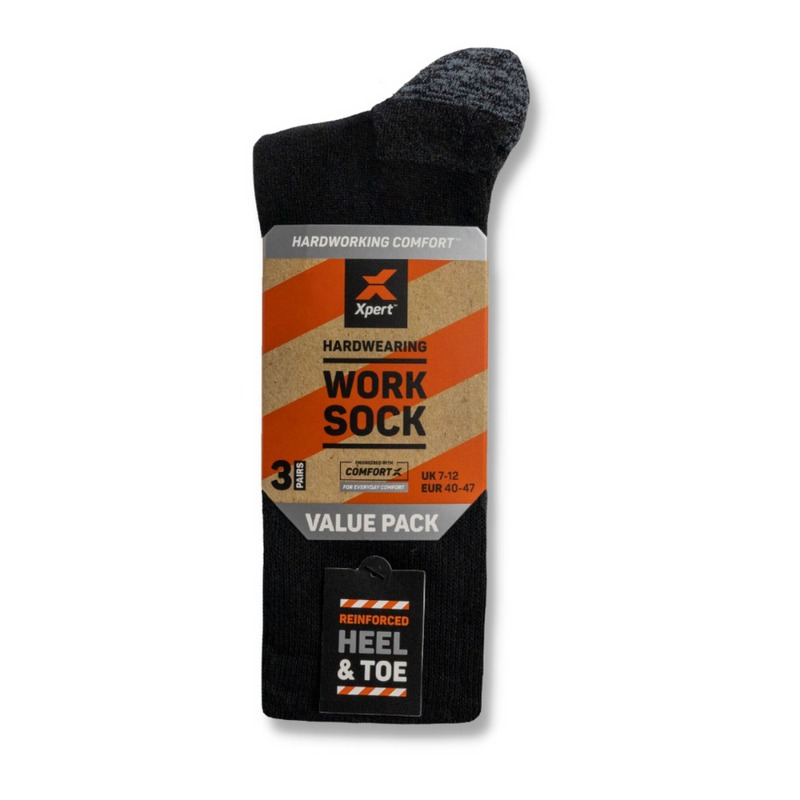Load image into Gallery viewer, Xpert | Core Comfort Work Sock 3 Pack | Black/Grey - Socks