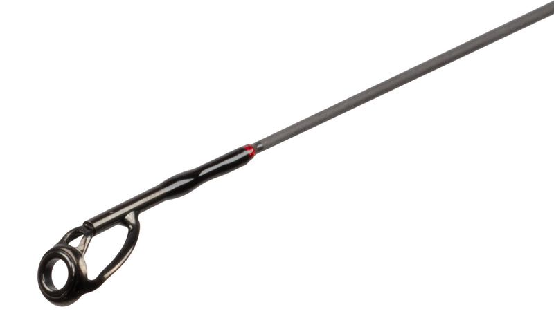 Load image into Gallery viewer, Mikado MFT Elite 275cm Spinning Rod with a close-up of the tip, featuring a black eyelet and a red winding check.