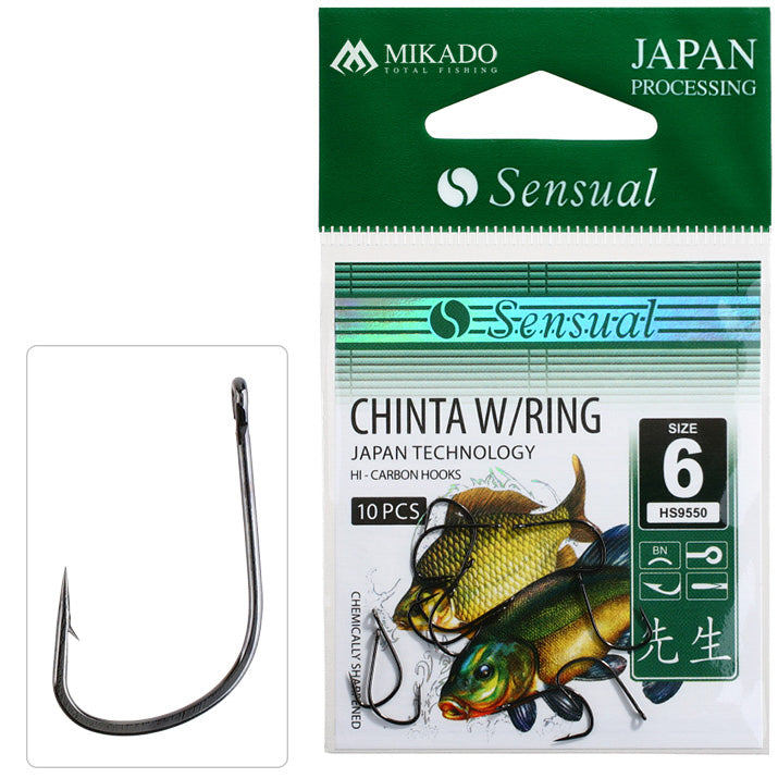Load image into Gallery viewer, Mikado | Sensual Chinta Hook W/Ring | Barbed | Black Nickel | 10pcs - Single Style Hooks
