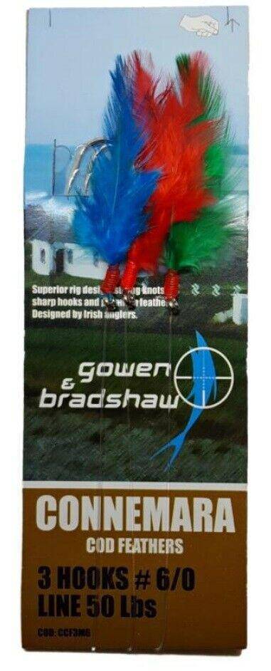 Wildhunter.ie - Gowen & Bradshaw | Connemara Cod feathers | 3 hooks -  Sea Fishing Lures