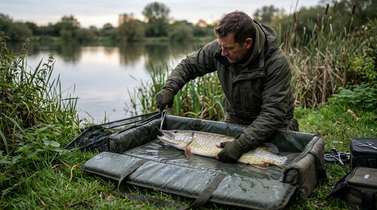 Unhooking mats for safe pike and carp handling