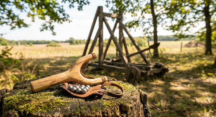 Slingshots and catapults for hunting and pest control