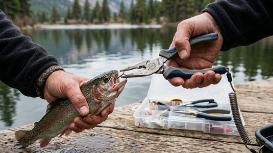 Fishing pliers and tackle tools for hook removal