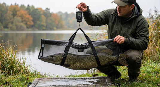 Weigh slings for handling and weighing pike safely