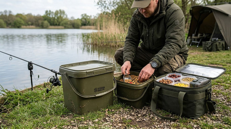Bait buckets and bait storage for session anglers