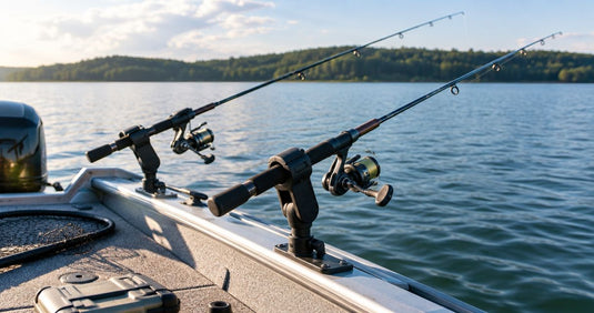 Boat rod holders and trolling setups for lakes