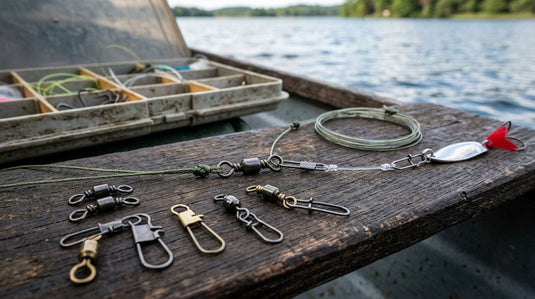Swivels, snaps and traces for lure fishing rigs