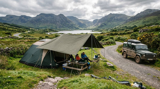Awnings for camping tents and driveway shelters in Ireland