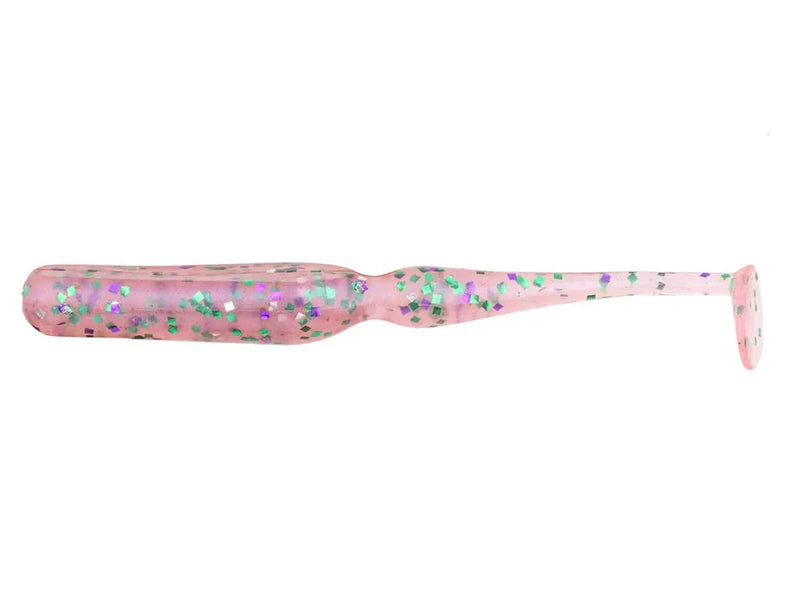 Load image into Gallery viewer, Keitech Swing Bait 2.8" Soft Lure, pink clear with green and purple glitter paddle tail swimbait.
