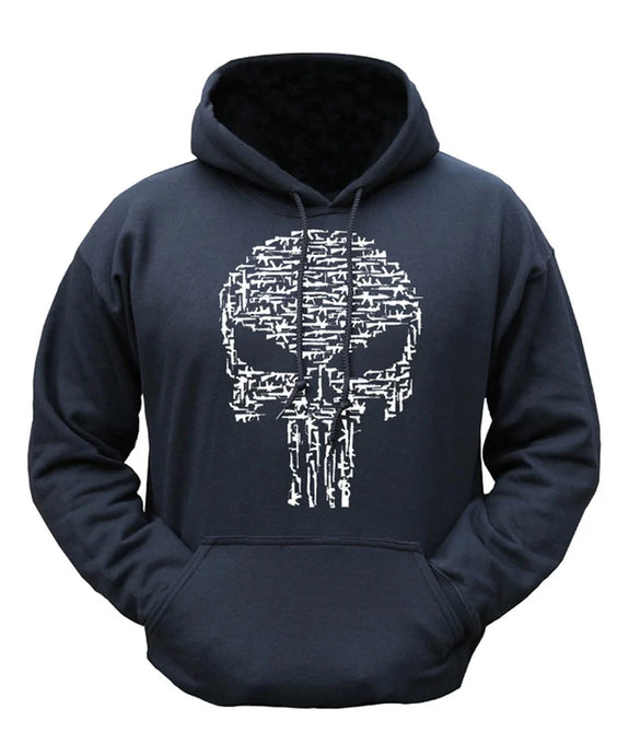 Kombat | Printed Hoodie | Skull/Guns| Black | Large