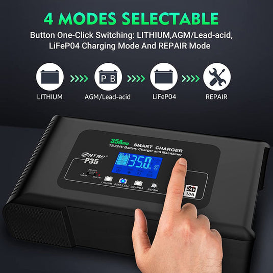 HTRC | 35-Amp Smart Charger | Lead and Lithium Smart Battery Charger