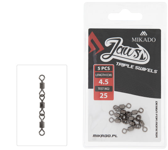 Mikado | Jaws Triple Swivels | 25kg | 4.5cm | 5pcs