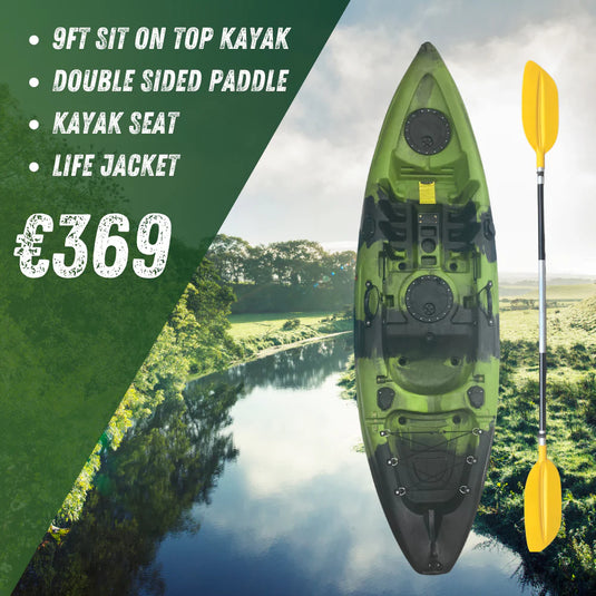 Kayak Bundle | 9ft Sit On Top | Camo Creek | Yellow Life Jacket