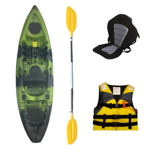 9ft Sit on Top Kayak | Creek Camo | Seat & Paddle & Lifejacket Included