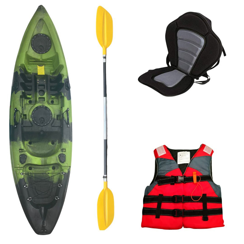 Load image into Gallery viewer, Kayalk Bundle | 9ft Sit On Top | Camo Creek | Red Life Jacket
