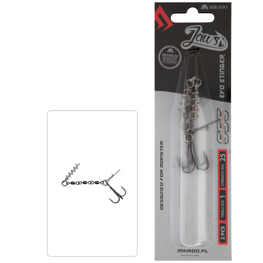 Mikado | Jaws Evo Stinger | 25kg | Treble Hook: 1 | 2pcs