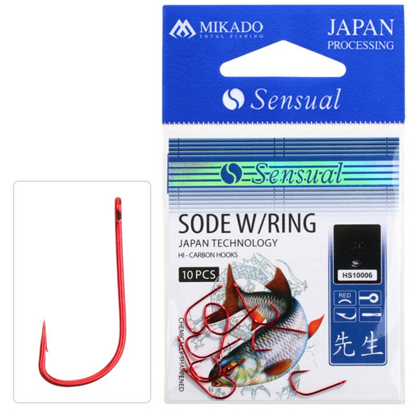 Load image into Gallery viewer, Mikado | Sensual Sode Hook W/Ring | Barbed | Red | 10pcs
