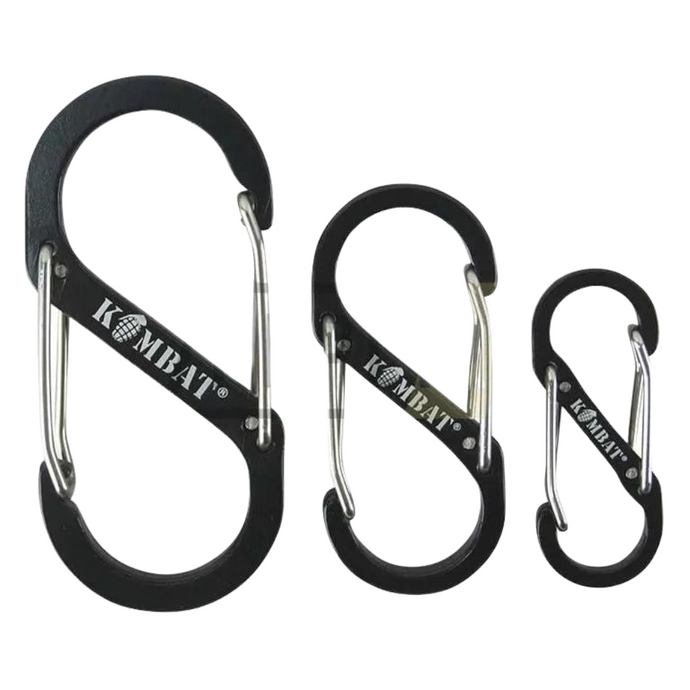 Kombat | Carabiners S set 3 sizes | Black