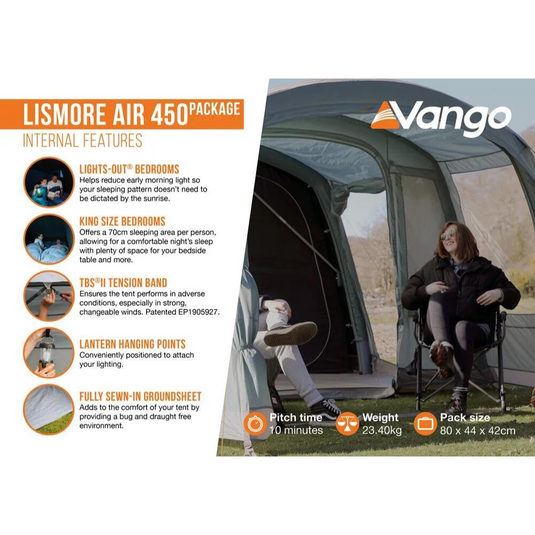 Vango | Lismore Air 450 Package Tent | Mineral Green - Camping Tents