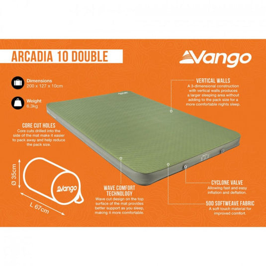 Vango | Double Self Inflating Mattress | Arcadia 10 - Camping Accessories