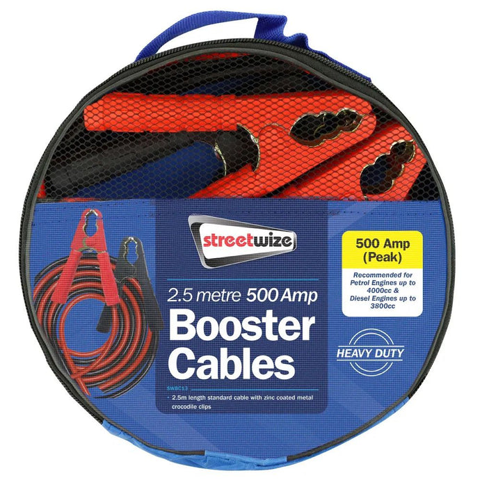 Streetwize | 2.5M HD 500 Amp Booster Cables - Auto & Caravan