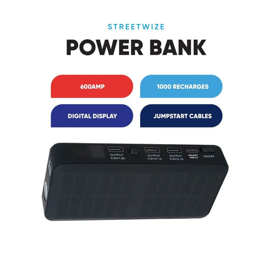 Streetwize | 600 Amp Emergency Jump Starter & Portable Power Bank With Digital Display - Auto & Caravan