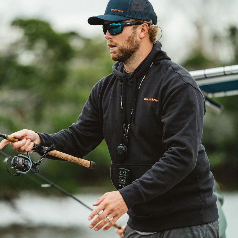 Load image into Gallery viewer, Grundens | Displacement DWR Hoodie Logo Anchor | Black
