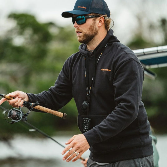 Grundens | Displacement DWR Hoodie Logo Anchor | Black