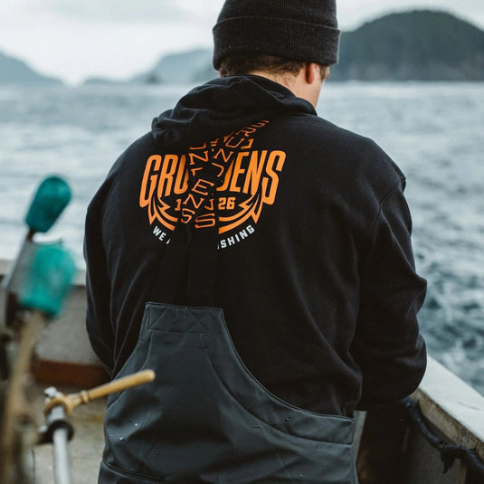 Grundens | Displacement DWR Hoodie Logo Anchor | Black