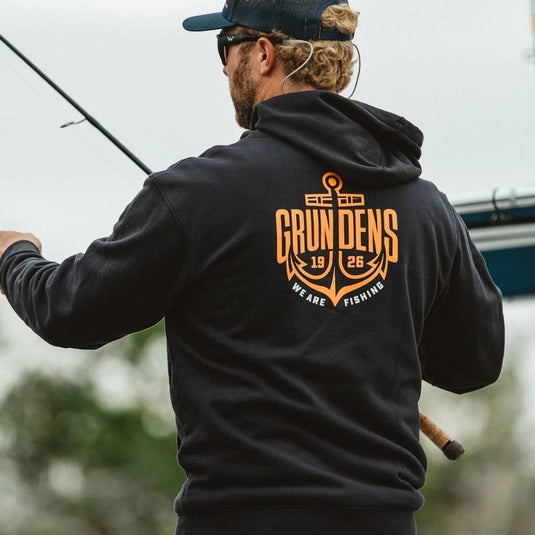 Grundens | Displacement DWR Hoodie Logo Anchor | Black