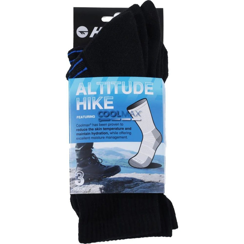 Load image into Gallery viewer, Hi-Tec | Unisex Altitude Hike Coolmax 3 Pack Socks | Black/Blue
