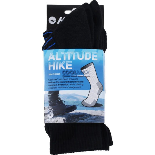 Hi-Tec | Unisex Altitude Hike Coolmax 3 Pack Socks | Black/Blue