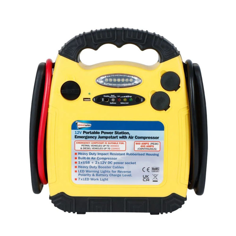 Load image into Gallery viewer, Streetwize | 15Ah 12V Portable Power Stn &amp; Emergency Jumpstart | 260PSI Air Compressor (Petrol 3000cc/Diesel 2200cc)

