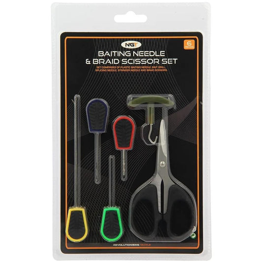 NGT | 6pc Soft Grip Tool Set | 4 Needles, Braid Scissors and Knot Puller