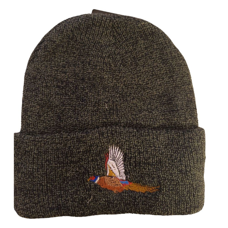 Load image into Gallery viewer, Beechfield | Knit Hat Tweed | Olive Heather With Logo
