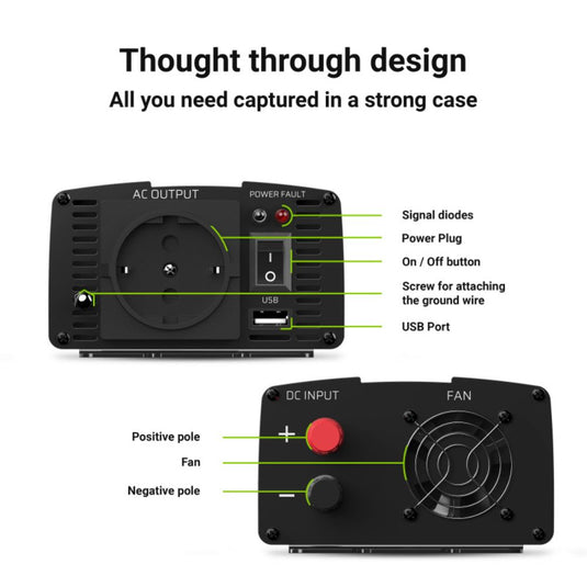 Green Cell® | Inverter Converter 500W-1000W | With USB And Plug