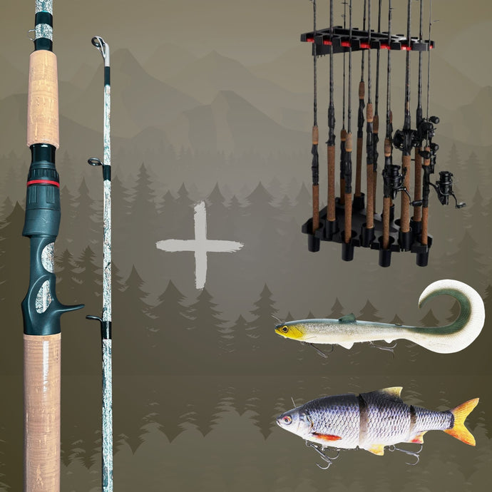 Sniper Rod + Lures + Rod Rack Bundle