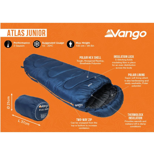 Wildhunter.ie - Vango | Atlas Junior Sleeping Bag | Ink Blue -  Sleeping Bags 
