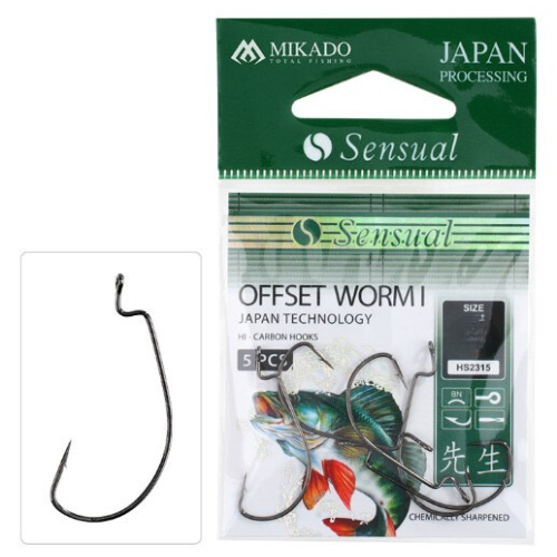 Wildhunter.ie - Mikado | Sensual Offset Worm I Hook | 1/0 BN | 5pcs -  Offset Hooks 