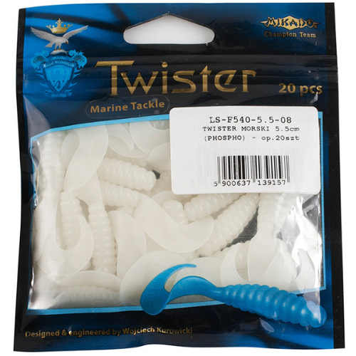 Wildhunter.ie - Mikado | Sea Twister Lure | Phospho | 7.5cm | 5pcs -  Sea Fishing Lures 
