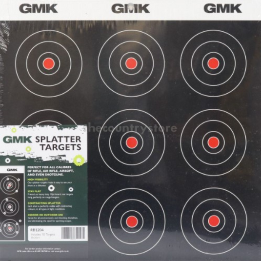GMK | Splatter Targets 9 Bullseye White Reactive Target | 10 Pack